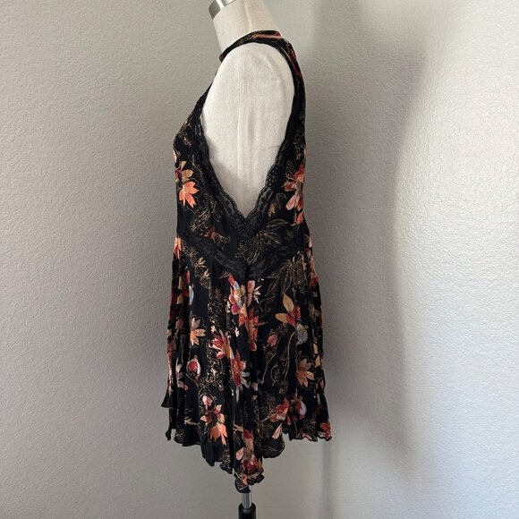 FP Intimately She Moves Slip Mini Dress Lace Sleeveless Boho Floral Print XS - Picture 6 of 7